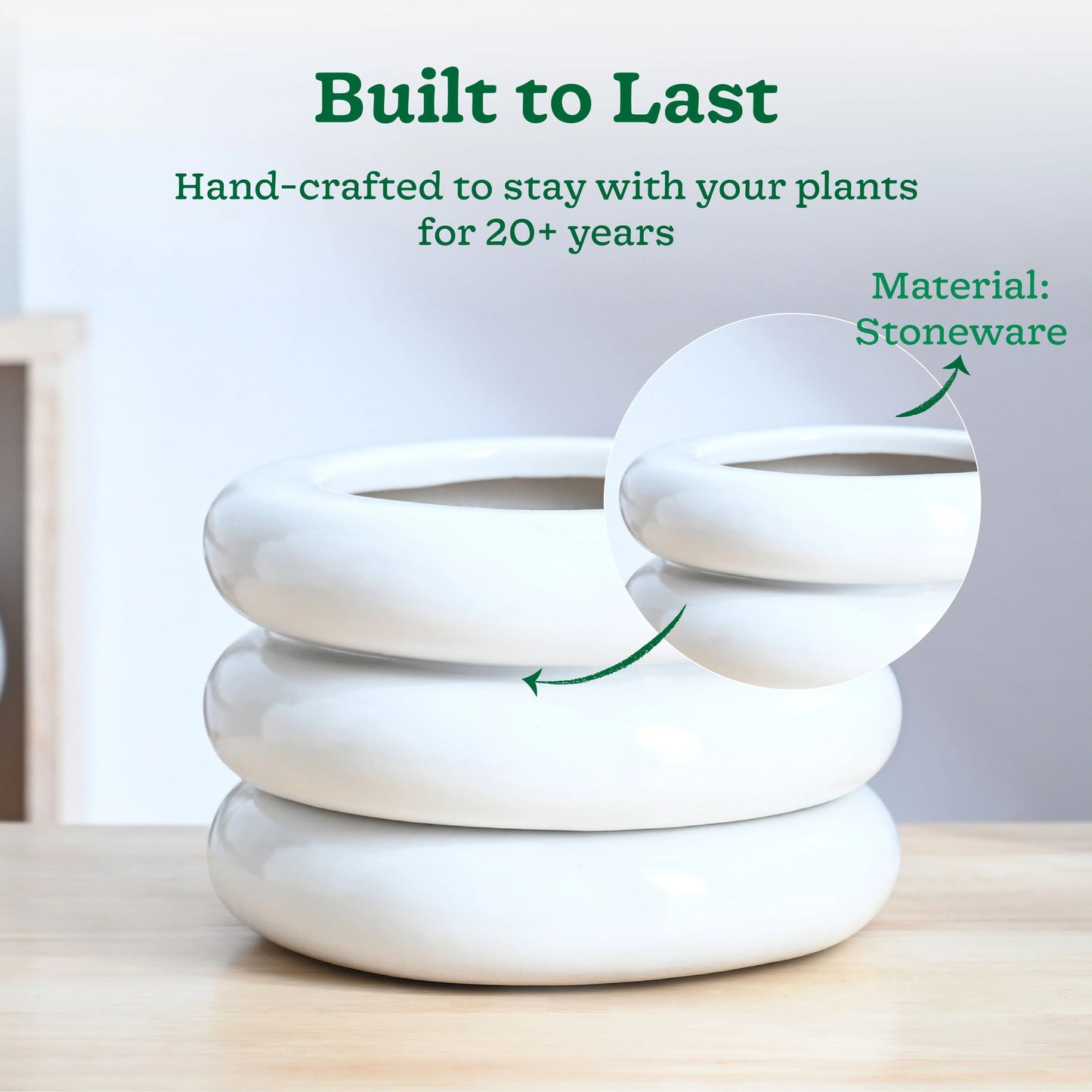 Modern White Ceramic Decorative Planter – Designer Indoor Flower Pot for Home & Office