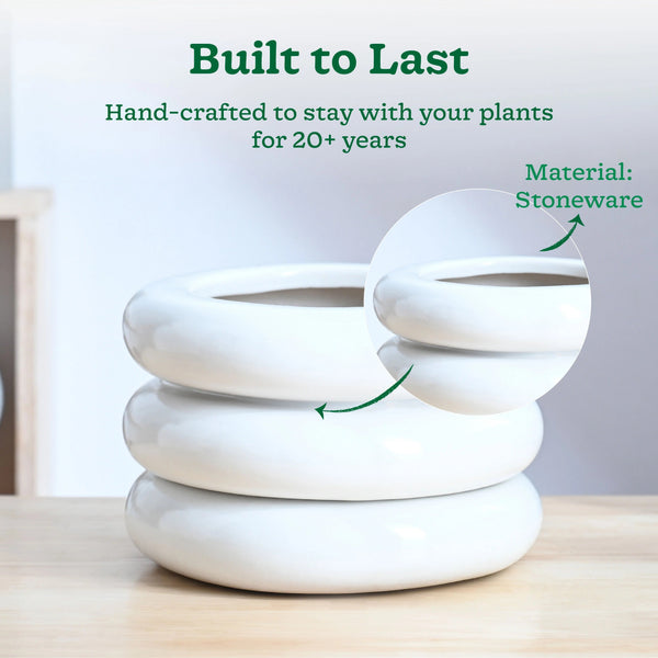 Modern White Ceramic Decorative Planter – Designer Indoor Flower Pot for Home & Office
