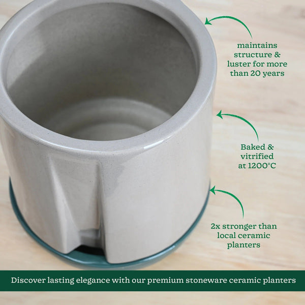Modern Ceramic Planter with Drainage Tray – Decorative Indoor Flower Pot for Home & Office