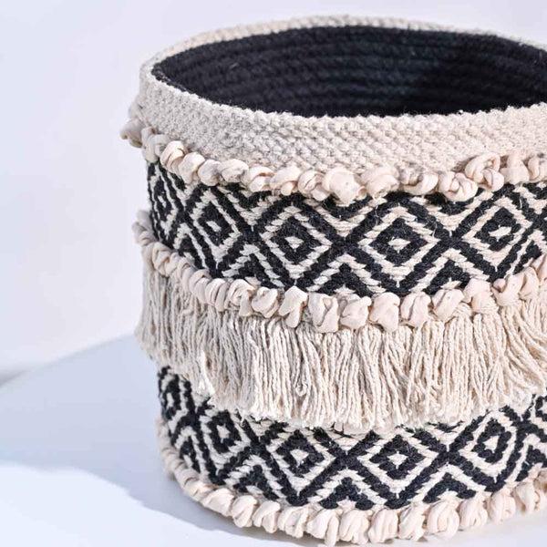 Boho Cotton Rope Planter Basket – Decorative Indoor Plant Basket for Home & Office